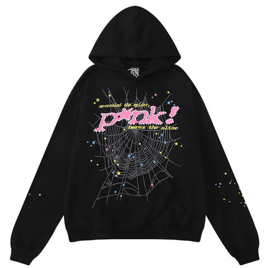 Sp5der Young Thug Punk Hoodie: Black - Prestige Closet