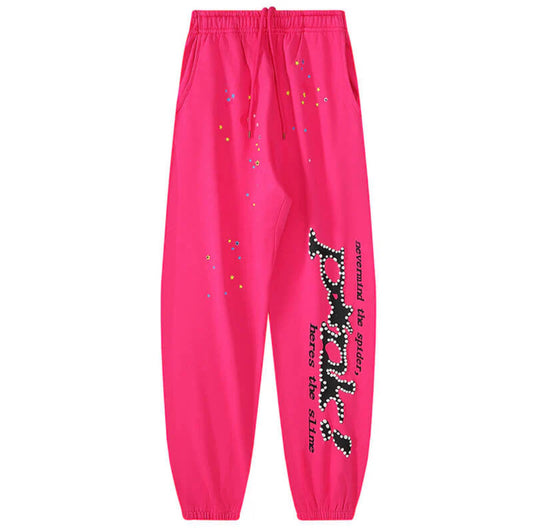 Sp5der Sweatpants: Pink & Black - Prestige Closet