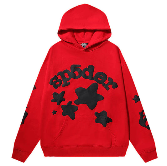 Sp5der Hoodie: Red & Black - Prestige Closet