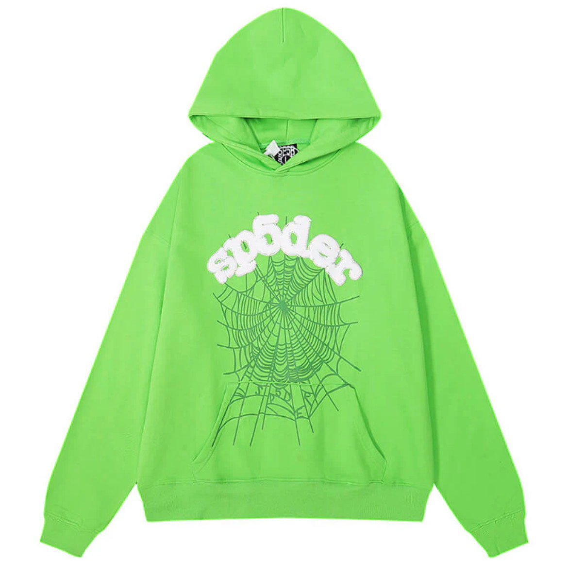 Sp5der Spider Web Hoodie: Light Green - Prestige Closet